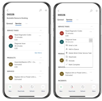 Mobile field-service application showing assigned service tasks